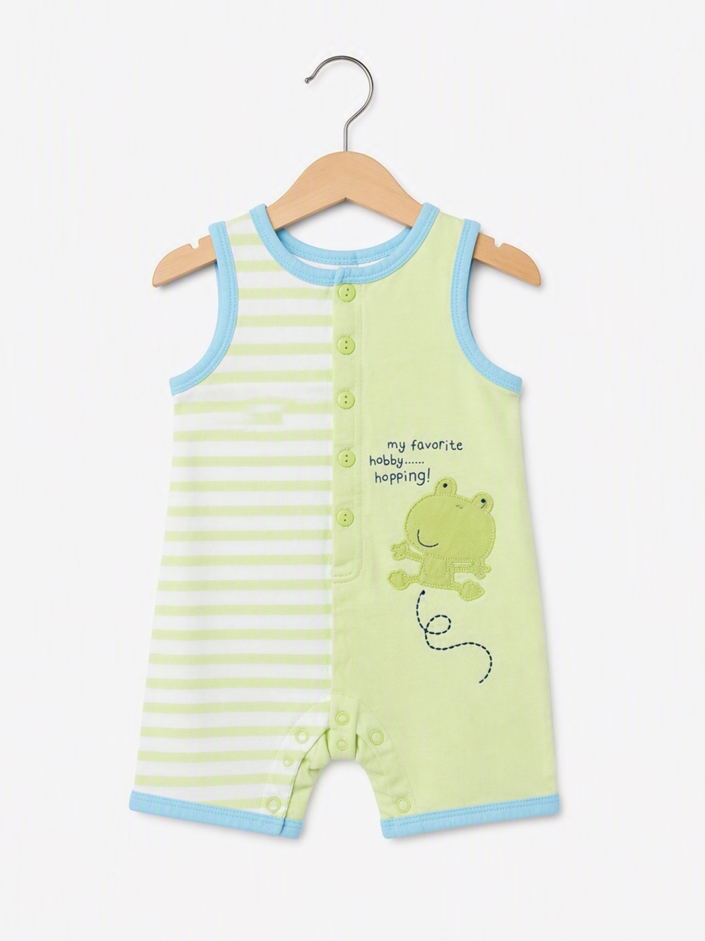 5/15$ First Impressions Baby Frog Striped Romper 0-3M Summer Overalls Shorts